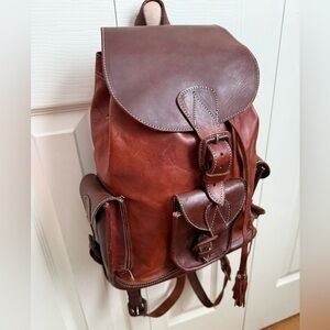 Classic Brown Leather Backpack